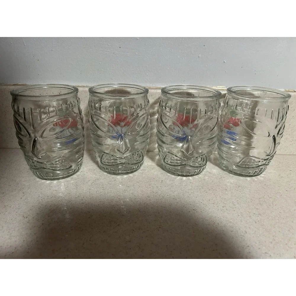 Bubba Gump‎ Shrimp Co Hawaiian Luau Tiki Drinking Glass 16oz Souvenir Cup Lot 4